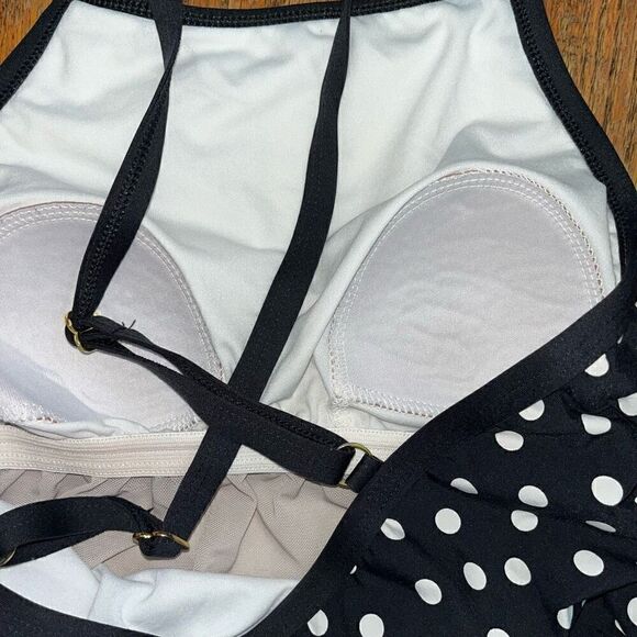 Athena black white polka dot tiered bathing suit 6 - Picture 3 of 5